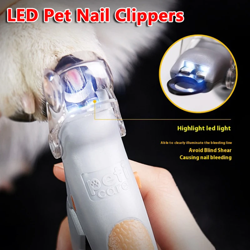 Pet Nail Clipper LED Light Dog Cat Multifunction Trimmer Pet Cleaning Grooming Supplies