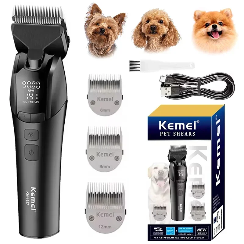 Professional Pet Dog Grooming Clipper Pet Clipper Dog Hair Trimmer Pet Hair Trimmer Dog Clipper Electric Rechargeable Cat Shaver Dogs Hair Trimmer 10W Animals Clipper Adjust Motor Speed