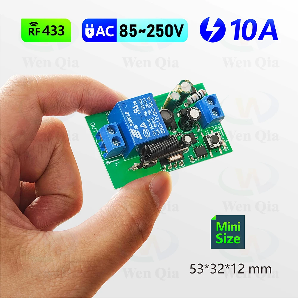 Релейный приемник с радиоуправлением, 110 В, 220 В, 10 А, 433 МГц ...