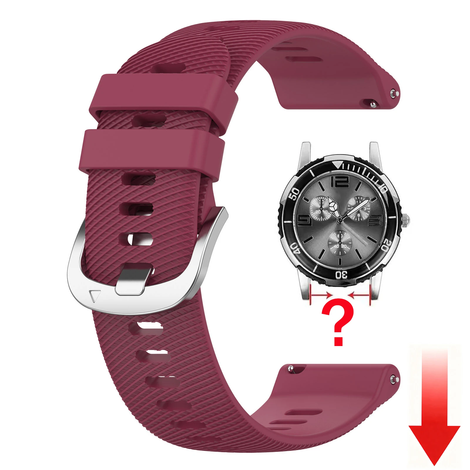 Versatile Silicone Watch Strap - Multiple Size Options
