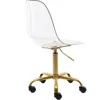 Clear Desk Chair, Acrylic Rolling Armless Vanity Swivel Height Adjustable Ghost Molded Plastic Home Office Chairs with 5