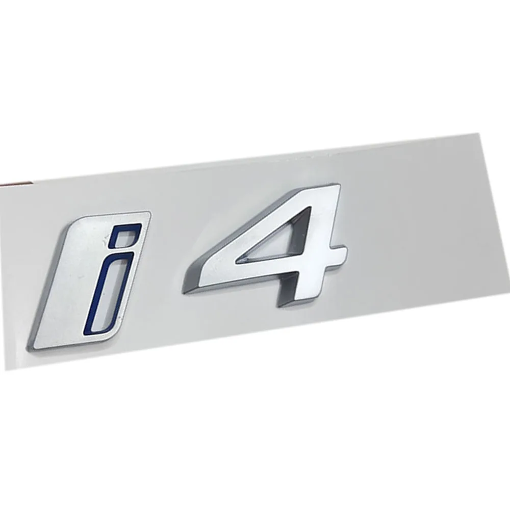 1X Per Bmw I4 Lettering Emblem Car Sticker Logo Flat Badge Car New Silver