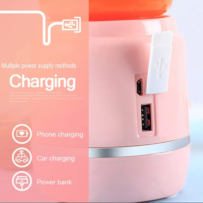 Portable Electric Fruit Juicer Wireless USB Rechargeable 6 Blades Mini Mixer Multifunction Summer Smoothie Blender Machine 5
