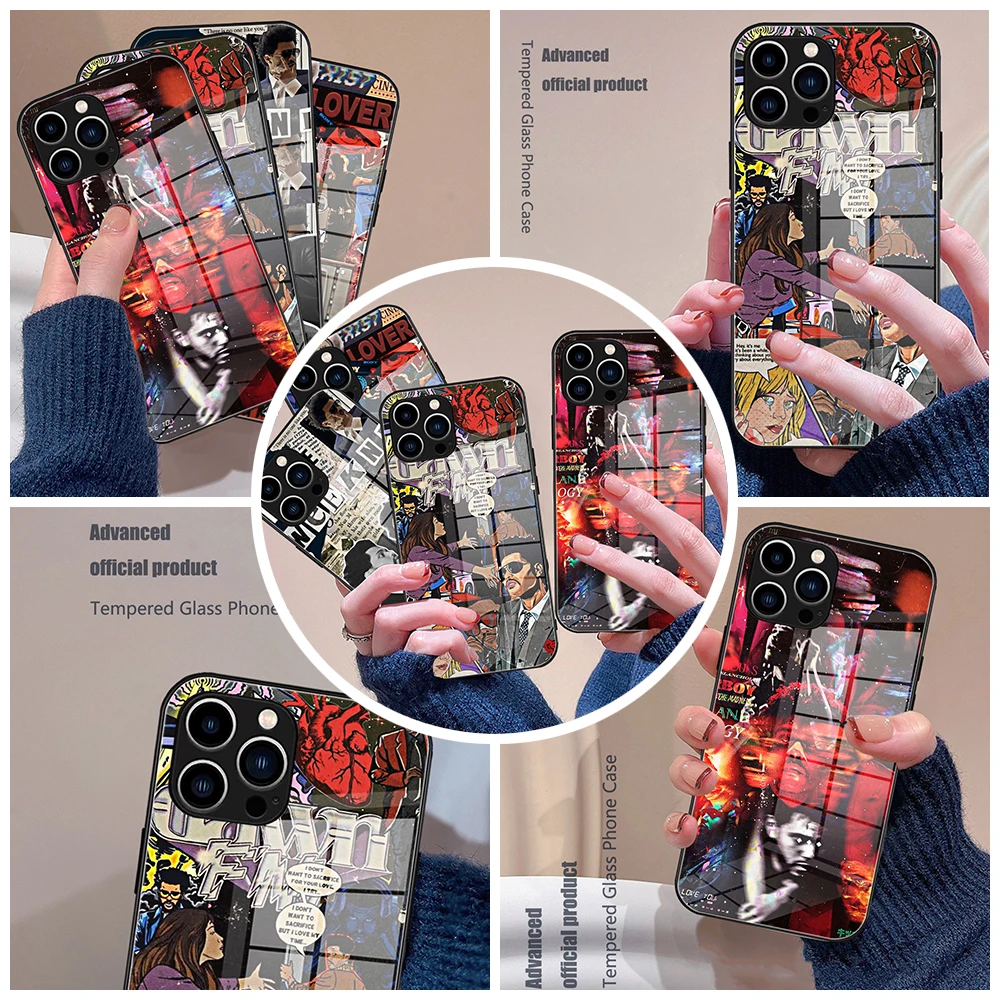 

FOR IPhone 14 Potting Singer the-weeknd Phone Case Tempered Glass FOR IPhone 14 13 11 12 Pro 13 Pro MAX XR XS MINI Covers