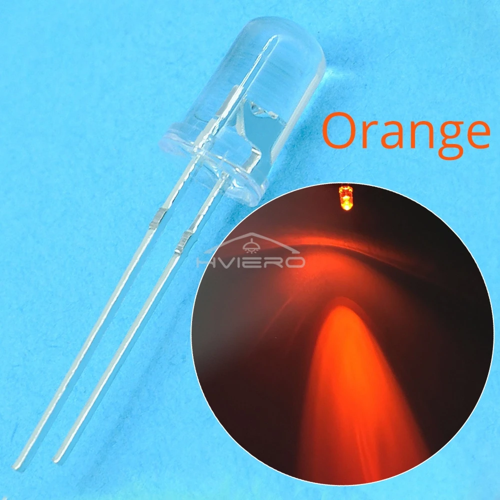 100pcs F5 5mm Round White Red Blue Warm Pink UV Water Clear Led Super Bright Lights Emitting Diodes 6000-6500k Lamp Beads Bulb