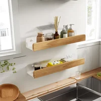Wooden Kitchen Shelves，Kitchen Spice Rack，Wall-Mounted Punch-Free, Wall wood Storage Shelf， kitchen organizer  corner shelf 1