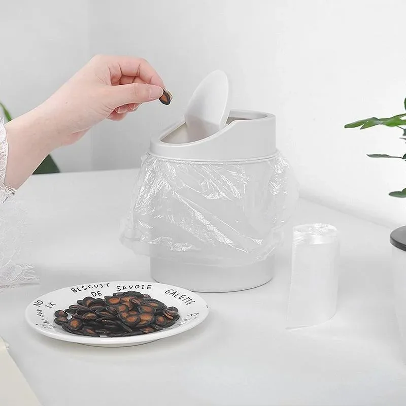 Mini Desktop Bin Small Trash Can Tube with Cover Bedroom Trash Can Garbage Clean Workspace Storage Box Home Desk