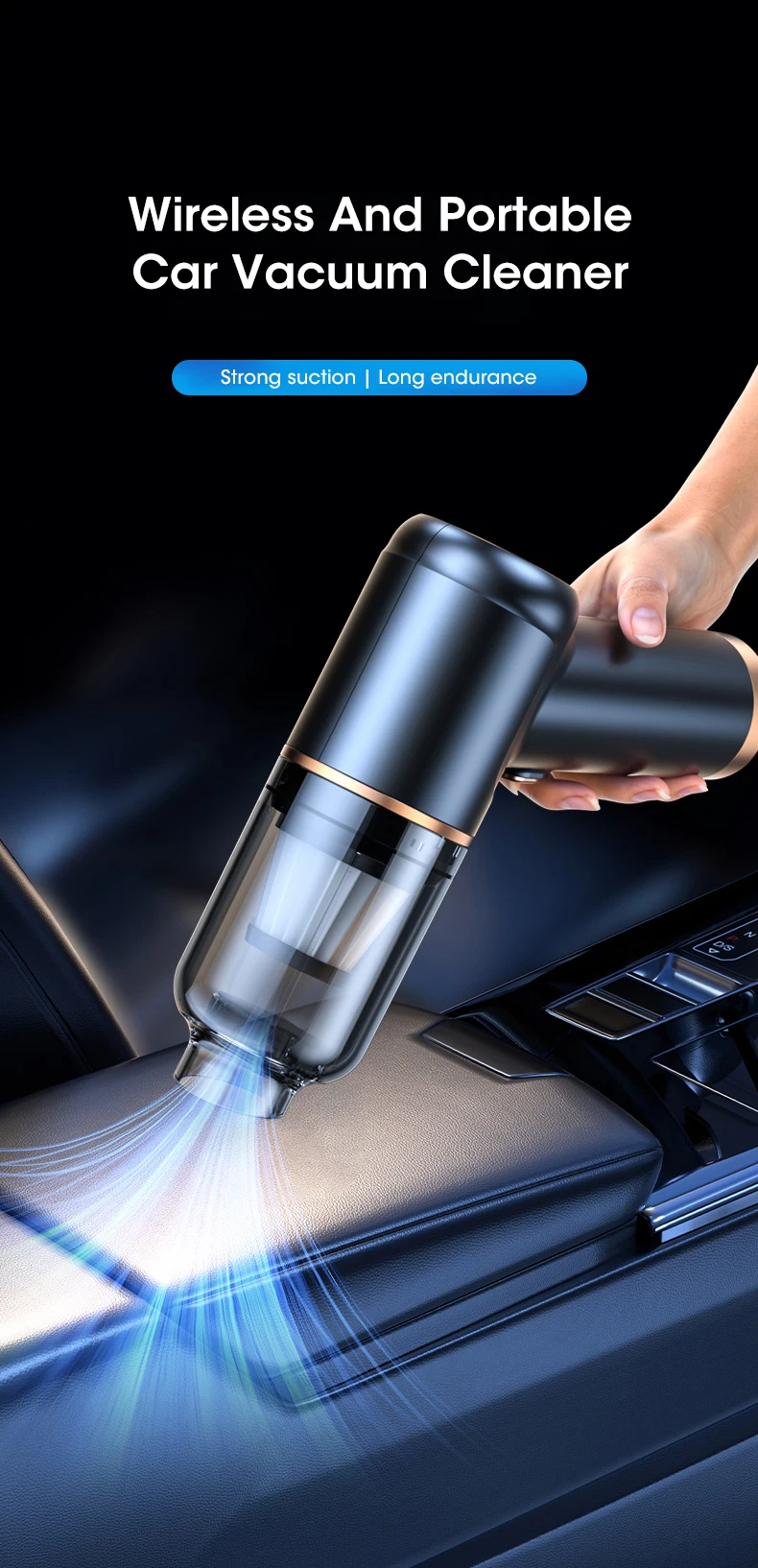 Description Picture 2 of itemCar Vacuum Cleaner Multi Functional Wireless Vacuum Cleaner Convenient Handheld Vacuum Cleaner Type-C Low Noise Strong Suction