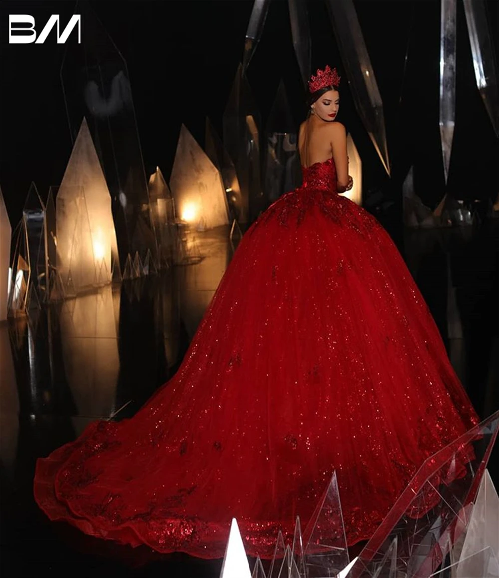 3D Floral Appliques Ball Gown Quinceanera Dresses Sequined  Sweetheart Prom Dress Custom Made Evening Dresses Plus Size