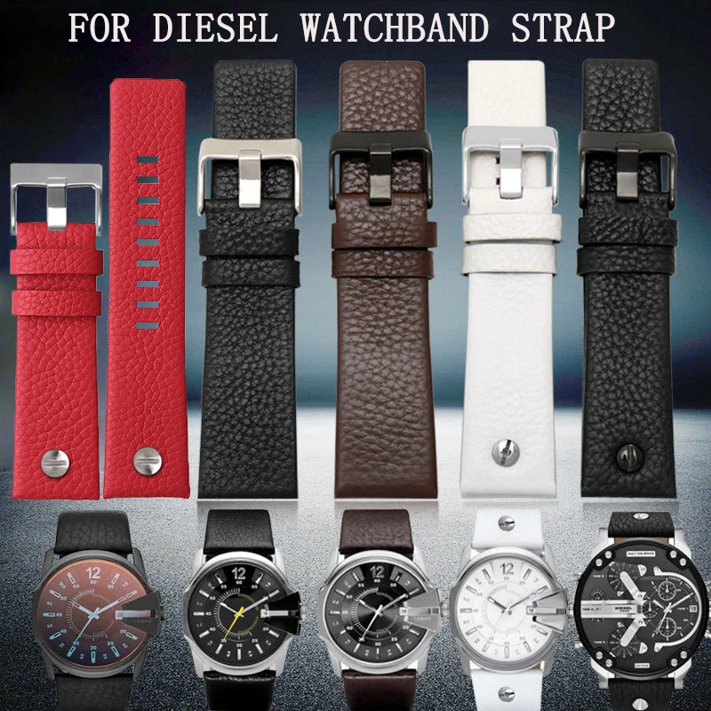 

Genuine leather watchband for Diesel DZ7257 1657 4323 7314 7313 7371 strap 22 24 26 27 28 30 32mm red black brown white Bracelet