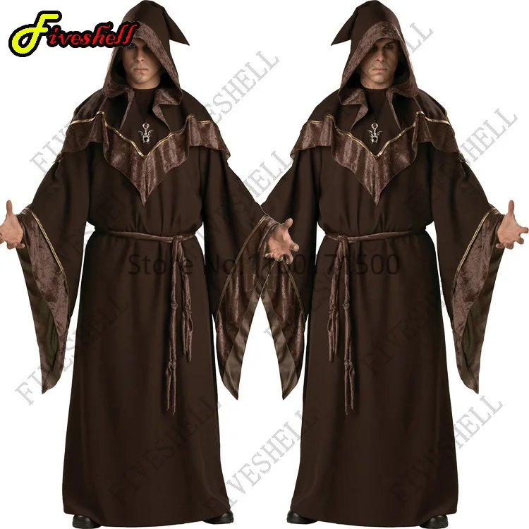 

Толстовки на Хэллоуин, средневековые, европейские, религиозные, мужские, Бог, отец, миссионер, Готический мужской костюм волшебника, искусственный костюм