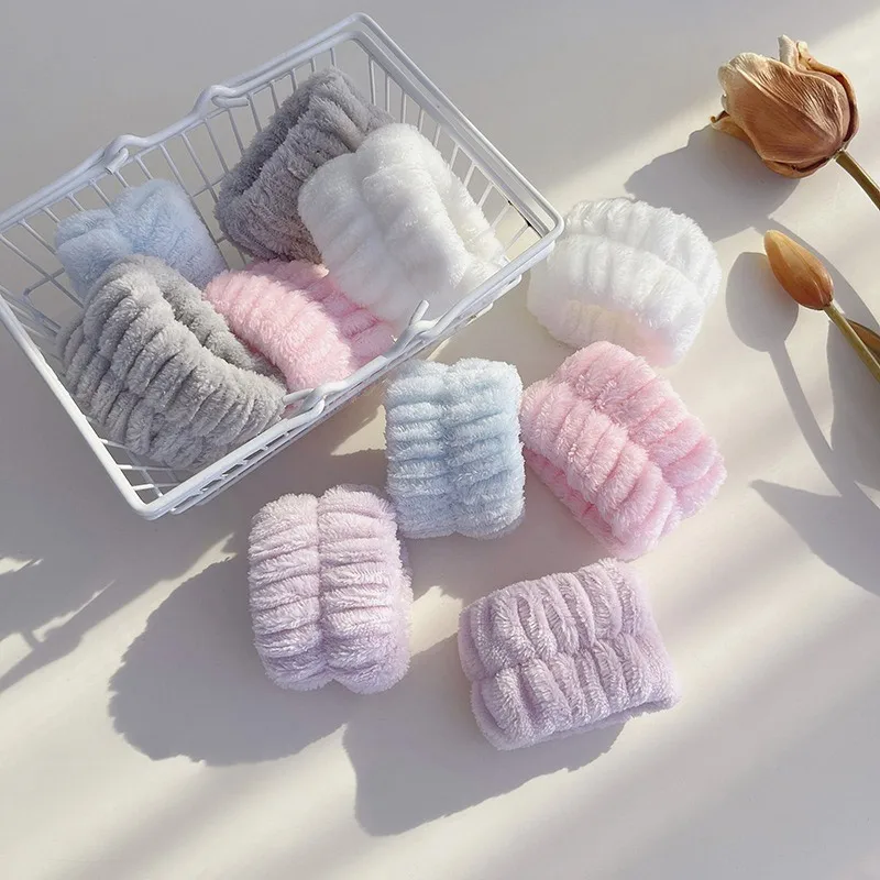 Wrist Washband Microfiber Wrist Towel for Washing Face Girl Hairband Moisture Proof Sleeve Guard