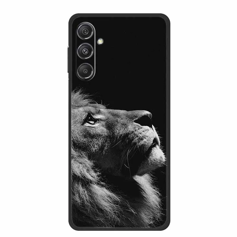 Black Silicone Soft Back Phone Case Cover with Lion, Wolf, and Tiger Design
