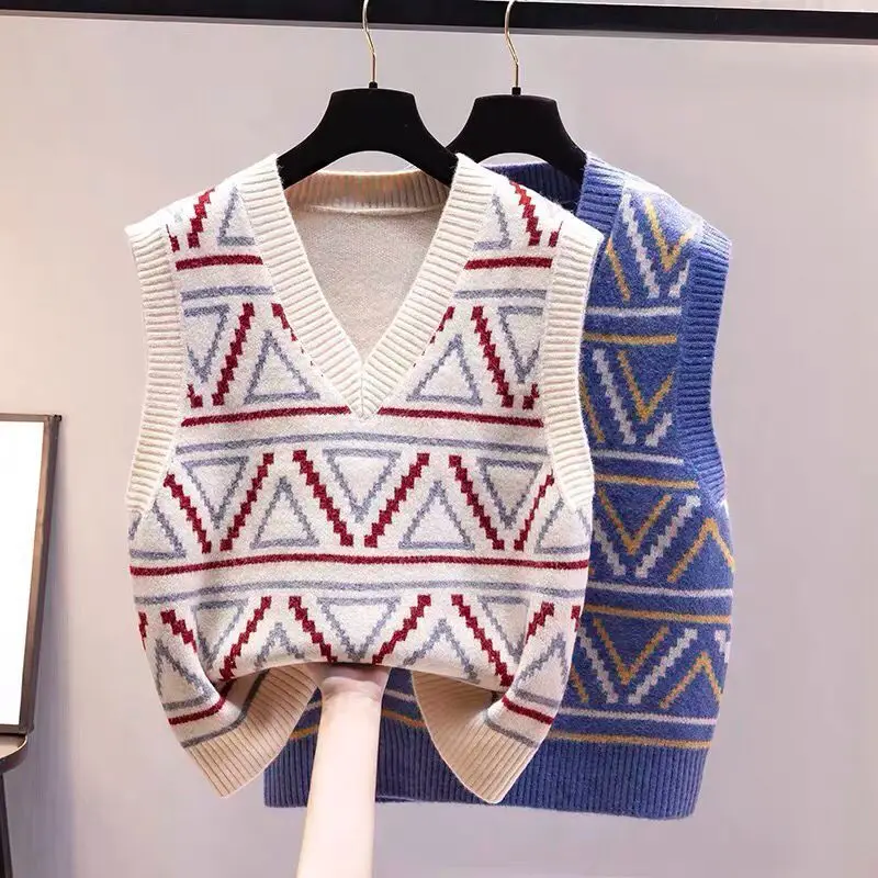 

Трикотажный топ без рукавов на весну и осень, свитер, жилет, женская одежда, пуловеры, Свитер оверсайз, Женский Длинный жилет, зимний винтажный