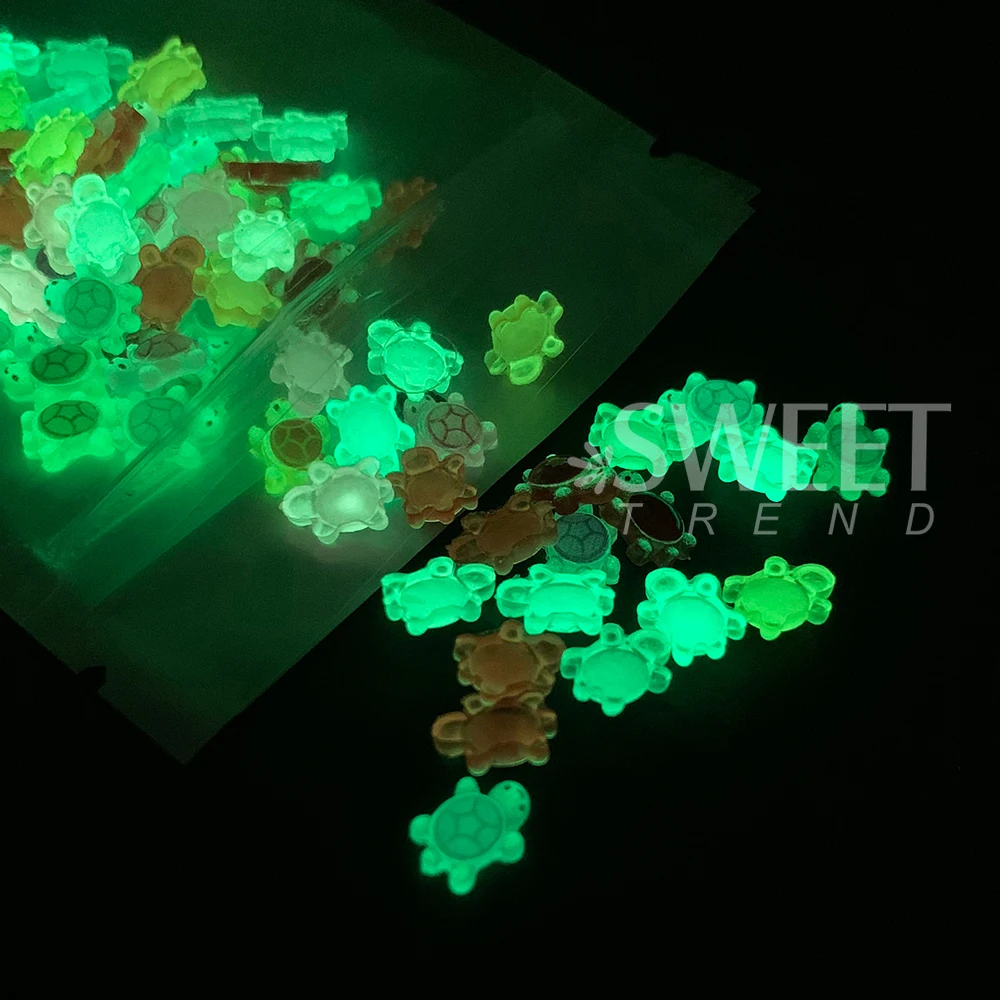 50/100pcs Mixed Mini Luminous Turtle Nail Charms 3D Dopamine Colored Resin Nail Art Decorations DIY Crafts Manicure Accessories