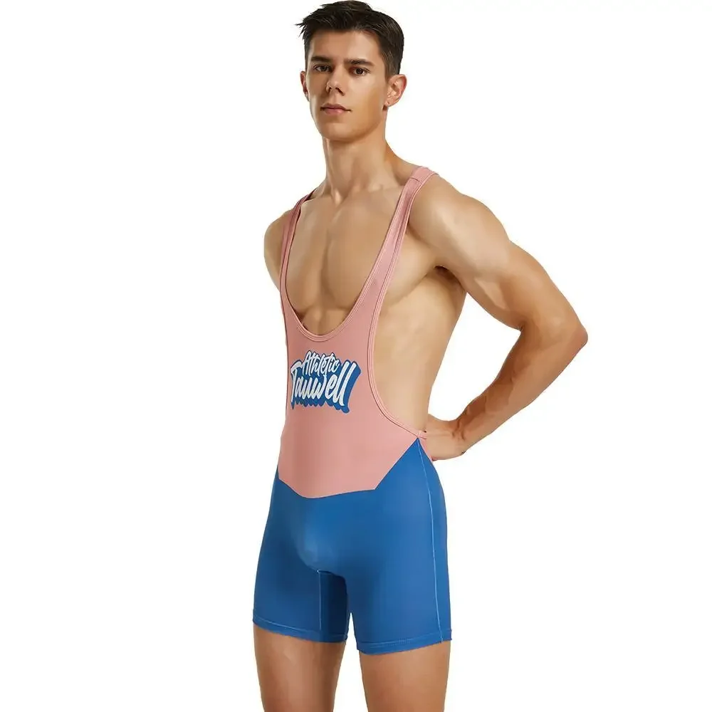 Description Picture 4 of itemMens Undershirts Bodysuit Wrestling Singlet Fitness Workout Vest Man Underwear Bodybuilding Jumpsuit Training Fitness Clothes