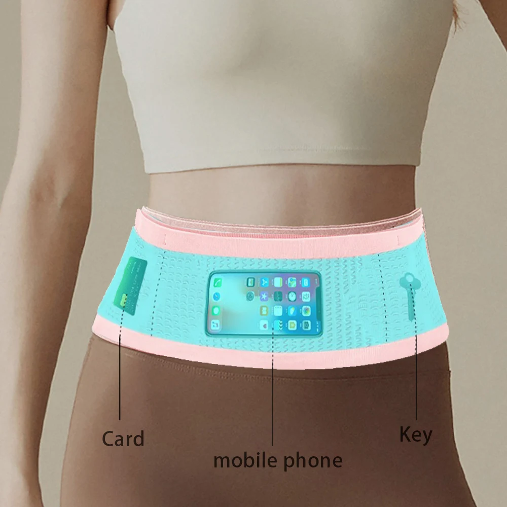 Knitted Running Belt Anti Slip Waist Pack Bag for Hiking Cycling