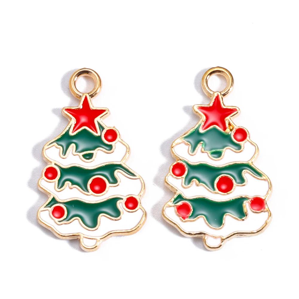 10 Arten Emaille Strass Anhänger für Weihnachts bäume DIY Charms für Tasche Ohrring Halskette Schmuck machen hand gefertigten Anhänger – Detail 11