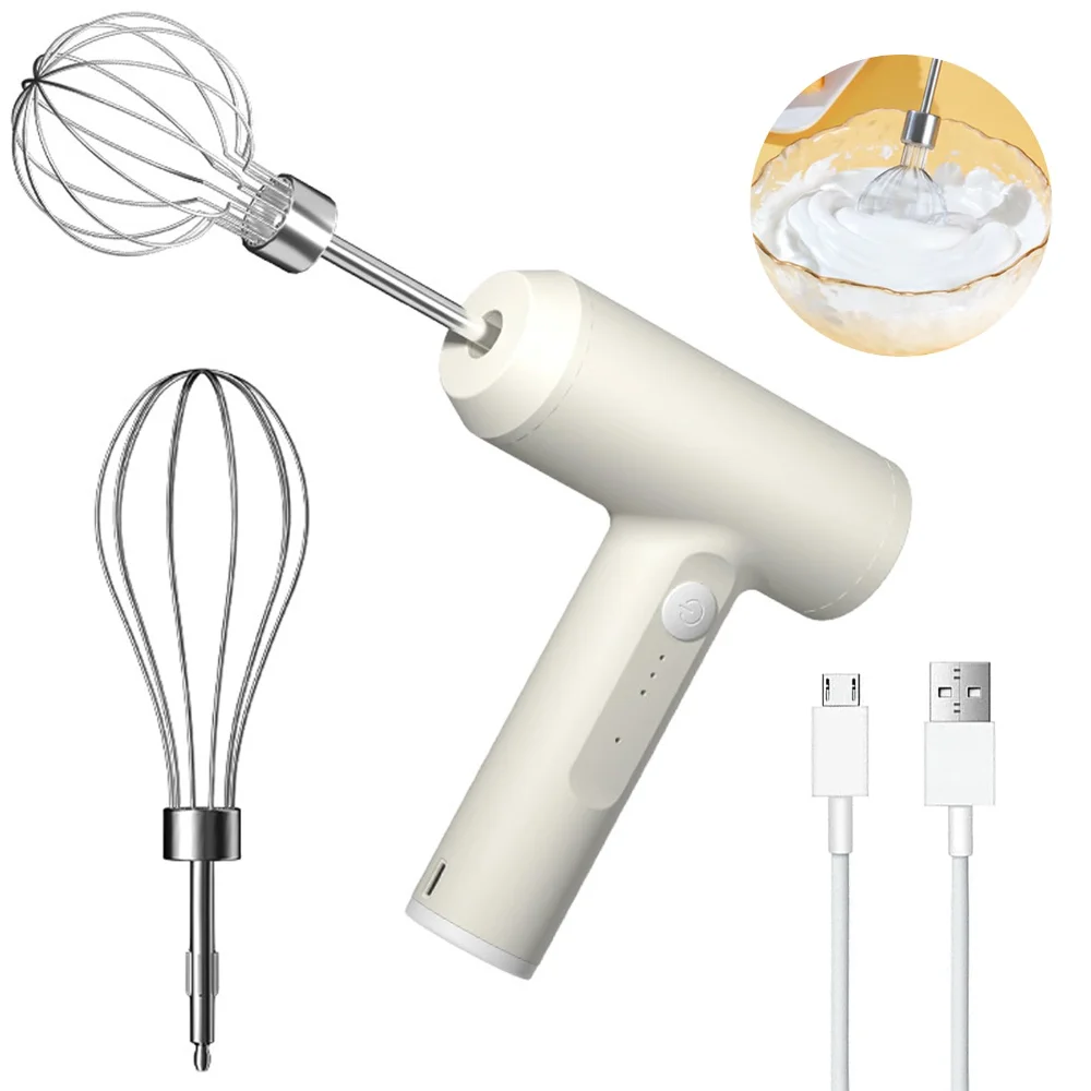USB 충전식 전기 핸드헬드 거품기, 크림 만들기, 베이킹 요리, 베이킹 도구, 주방 가제트, 3 가지 속도 모드