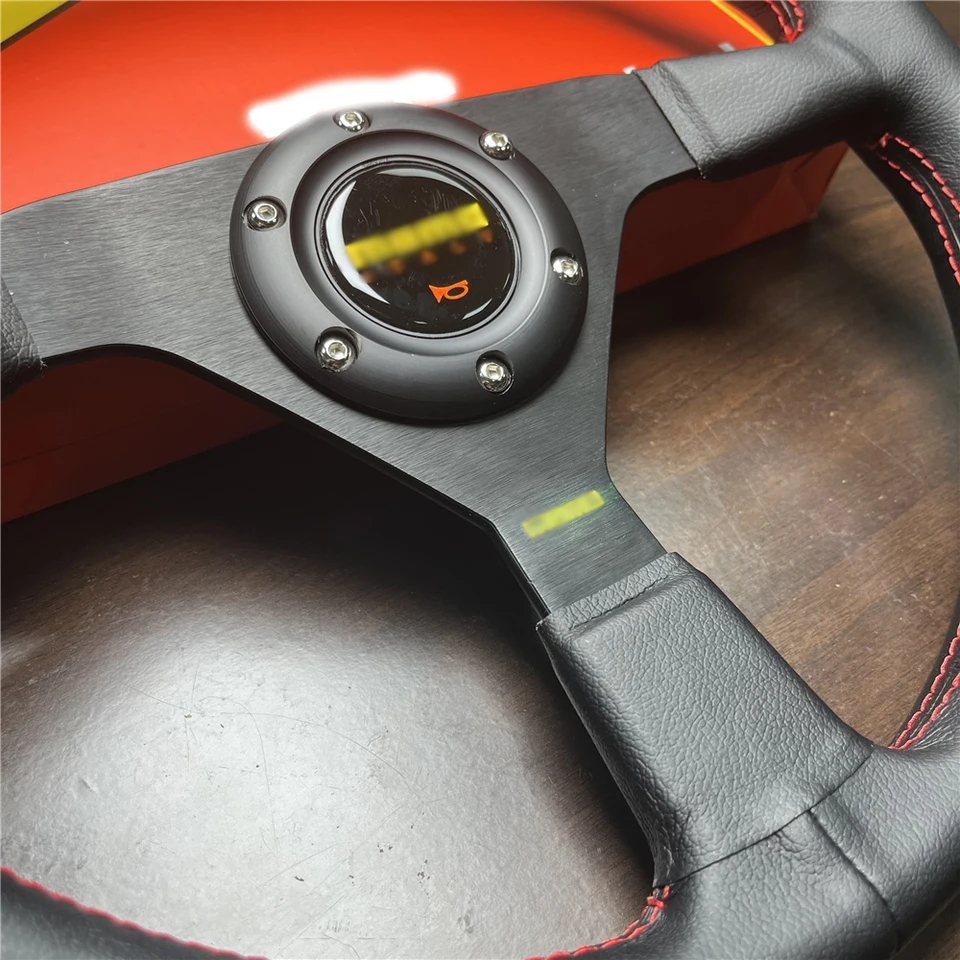 Momo-本革ステアリングホイール、レーシングステアリングホイール