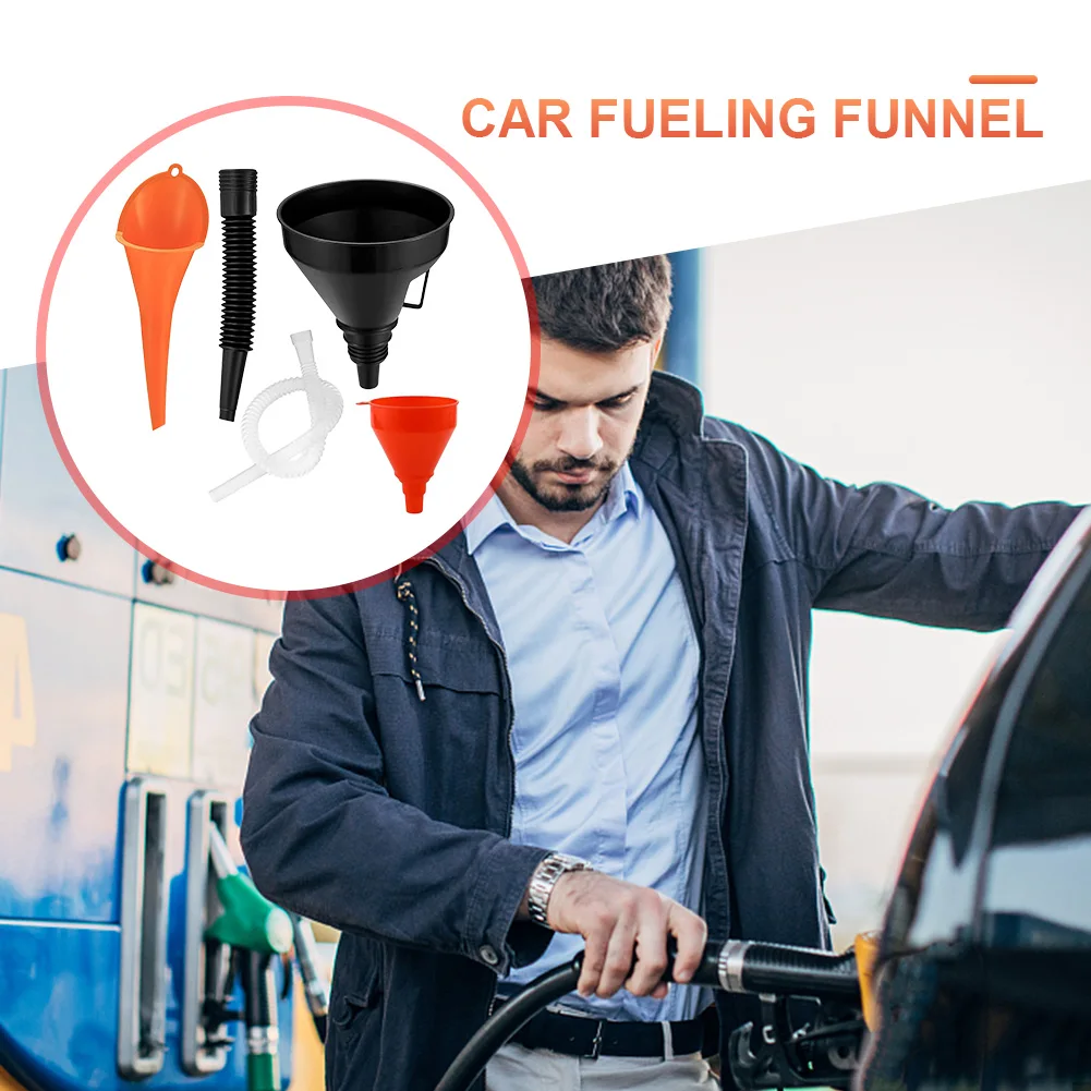 Car Engine Refueling Funnel with Filter Universal Car Funnel Set Engine Oil Filling Funnel Set for Motorcycle Car Automobile