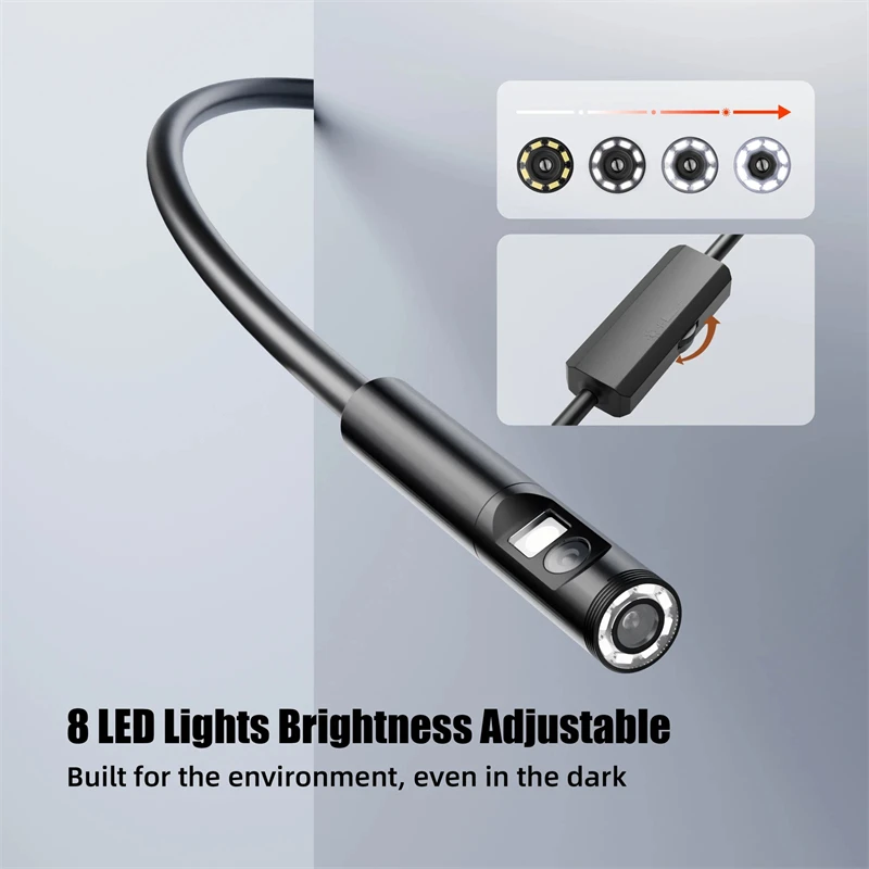 5.5mm/8mm 내시경 카메라 IP68 방수 듀얼 렌즈 9LED HD 1080P 마이크로 USB 유형 C 3in1 엄밀한 케이블 내시경 자동차 검사