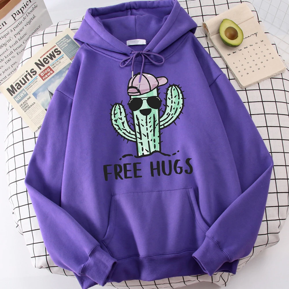 

Free Hug From Spiny Cactus Printing Hoodies Mens Vintage Pocket Sweatshirt Warm Loose Tops Personality Fleece Hoodie For Men