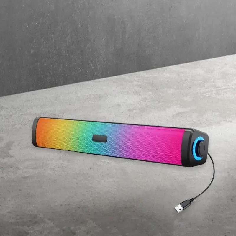A3PD Stylish Desktop Bluetooth-compatible Soundbar Speaker with Surround Stereo Sound and LED Lights for Home Entertainment