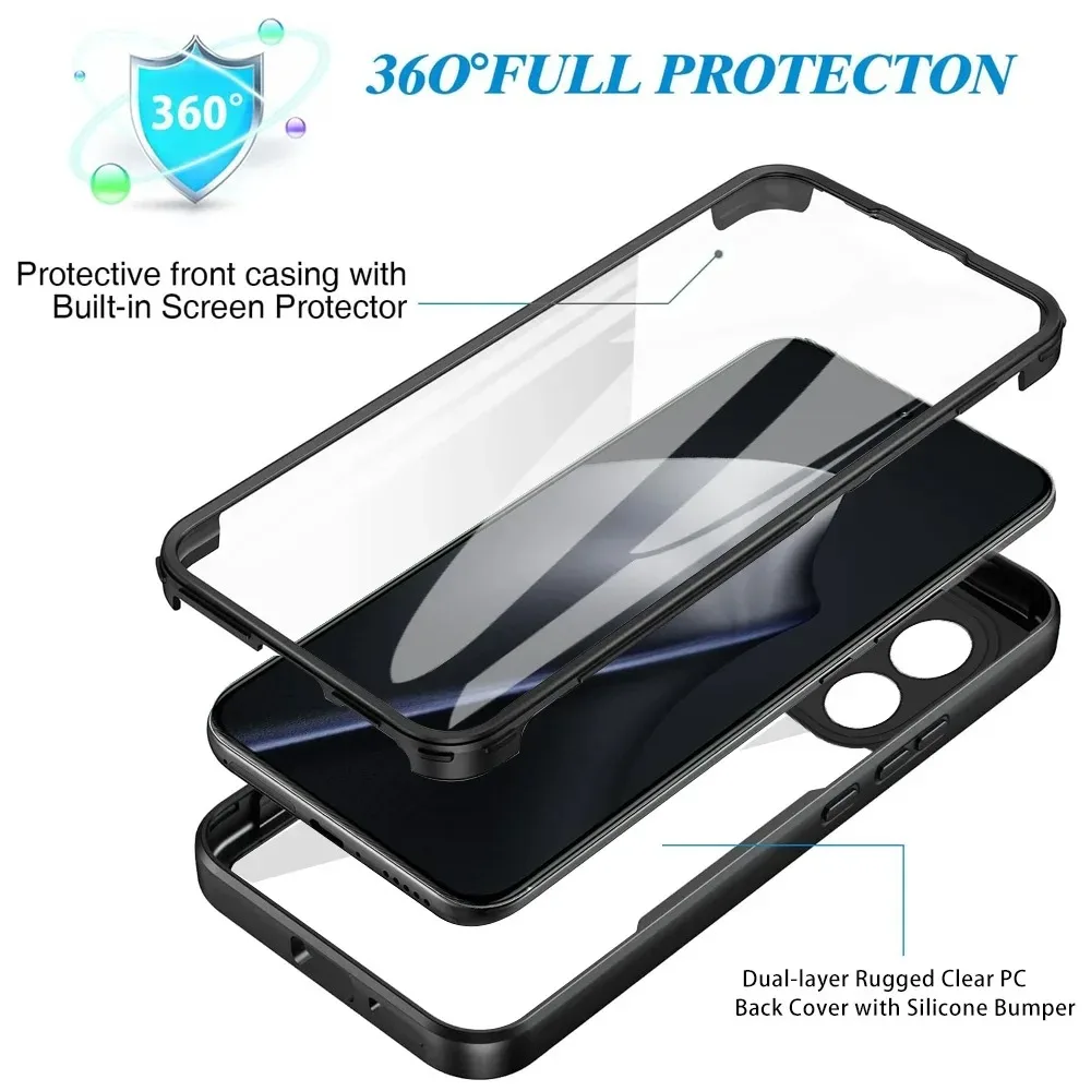 Shockproof 360° Full Body Transparent Case with Screen Protector