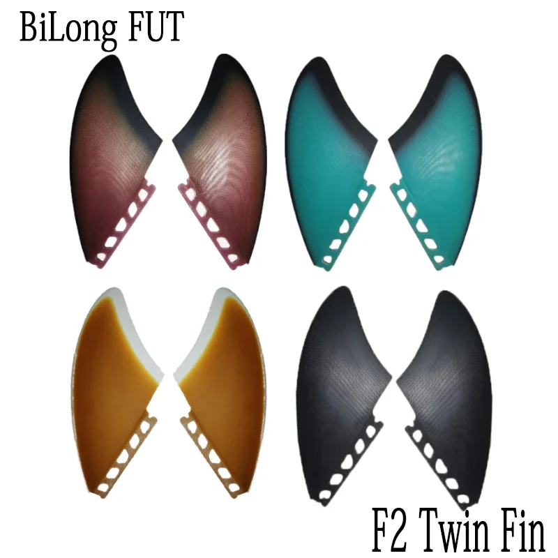 BiLong Futures Keel-F2 Fish Plate Twin Fins Fibreglass Surfboard Fins 2 Pcs Set Performance Glass (PG) Quillas Surf Fin