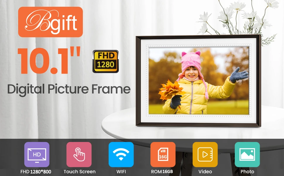 Description Picture 2 of itemSmart WiFi Digital Photo Frame 10.1Inch 1280x800 HD IPS Touch Screen Digital Picture Frame Wall Mountable For Mother's Day Gift