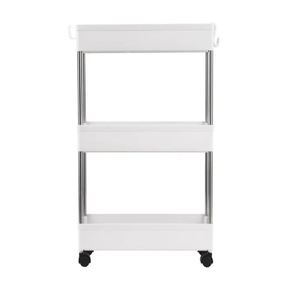 3 Tier Slim Storage Cart Mobile Shelving Unit Organizer Slide Out Storage Rolling Utility Cart Tower Rack for Kitchen Bathroom