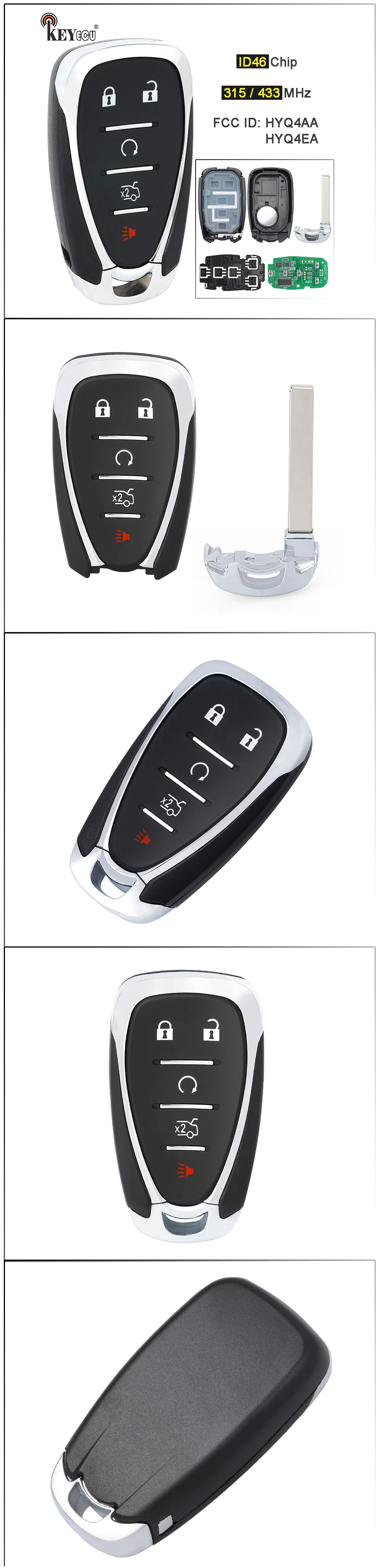Keyforkess 315/433MHz ID46 Chip HYQ4AA HYQ4EA Smart 5 pulsanti telecomando portachiavi per Chevrolet Camaro Equinox Cruze Malibu Spark 2016-20 7 Keyforkess 315/433MHz ID46 Chip HYQ4AA HYQ4EA Smart 5 pulsanti telecomando portachiavi per Chevrolet Camaro Equinox Cruze Malibu Spark 2016-20 - S9f7917a93181464e85b96e7c7fc7a24ec