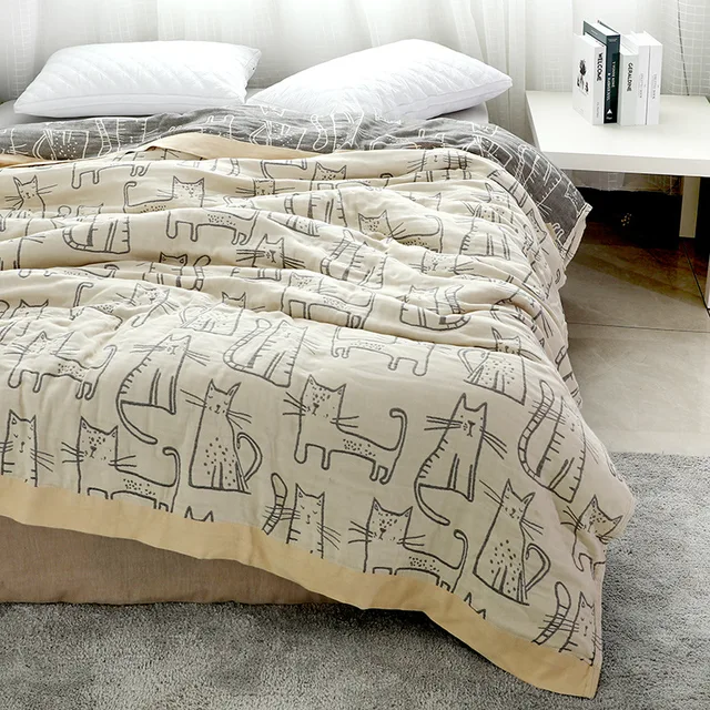 Bamboo Cotton Muslin Summer Blanket Bed 