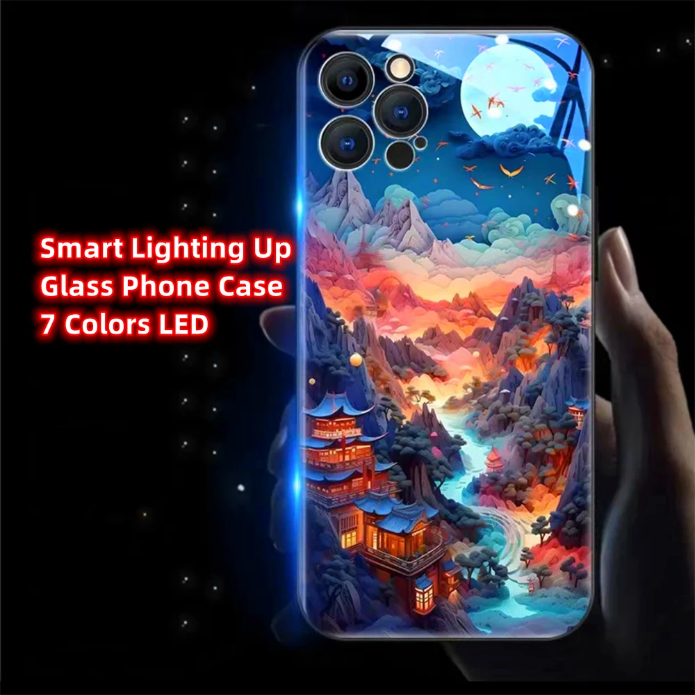 Luminous Dream In Wonderland LED Calling Light Flash Phone Case For Samsung S24 S23 S22 S21 S20 FE Note 10 20 Plus Ultra A54 A14