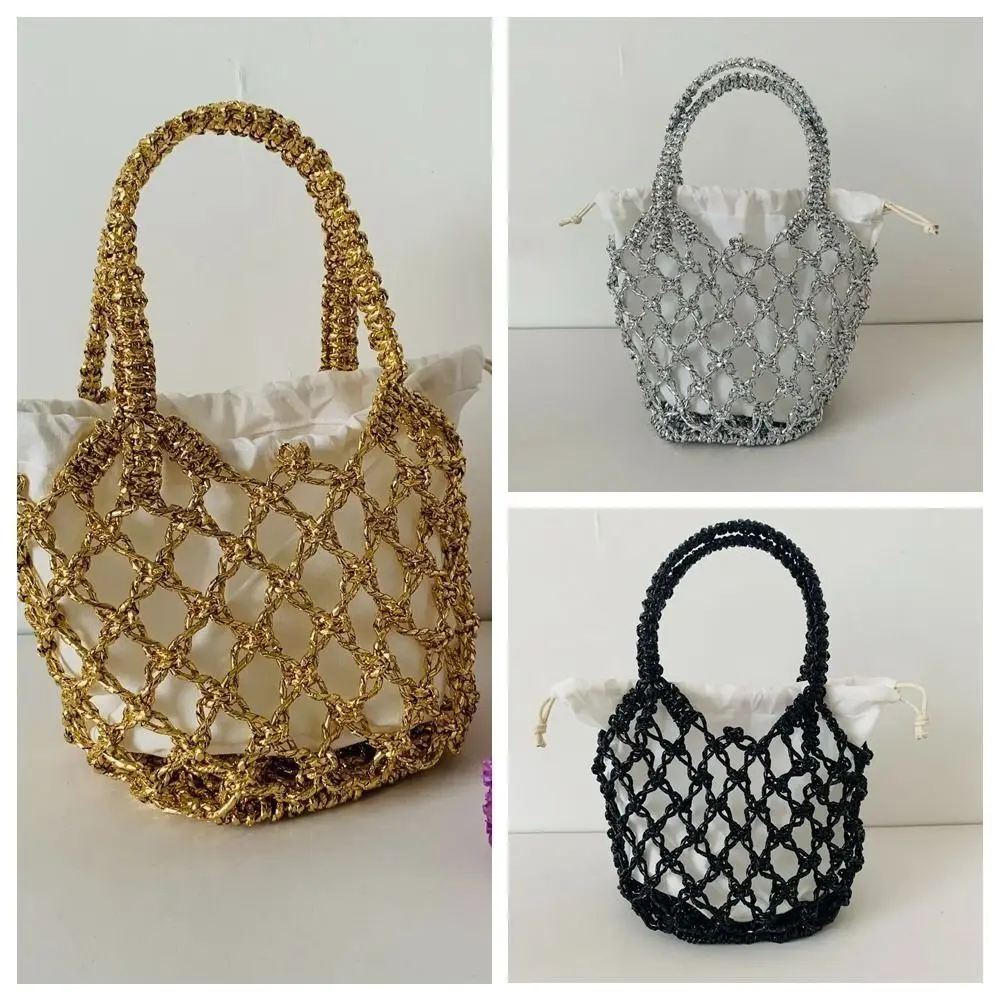 

Вместительная сумка для хранения, модная плетеная Портативная Сумка-ведро, сумка на шнурке для девочек