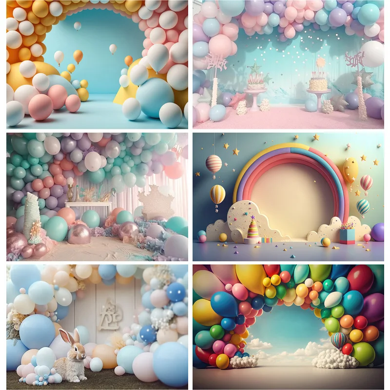 

Vinyl Custom Happy Birthday Photography Backdrops Newborn Airballoon Celebration Children Photo Studio Background Props TA-76