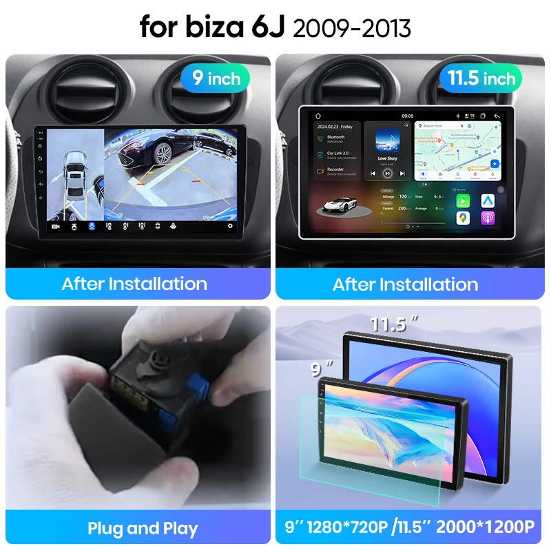 Radio para Auto Junsun con Android 15 para SEAT Ibiza 6J 2009-2013, CarPlay Inalámbrico, Android Auto, GPS, 4G, WiFi, DSP, FM, Reproductor Multimedia, Navegación, Unidad Principal 4