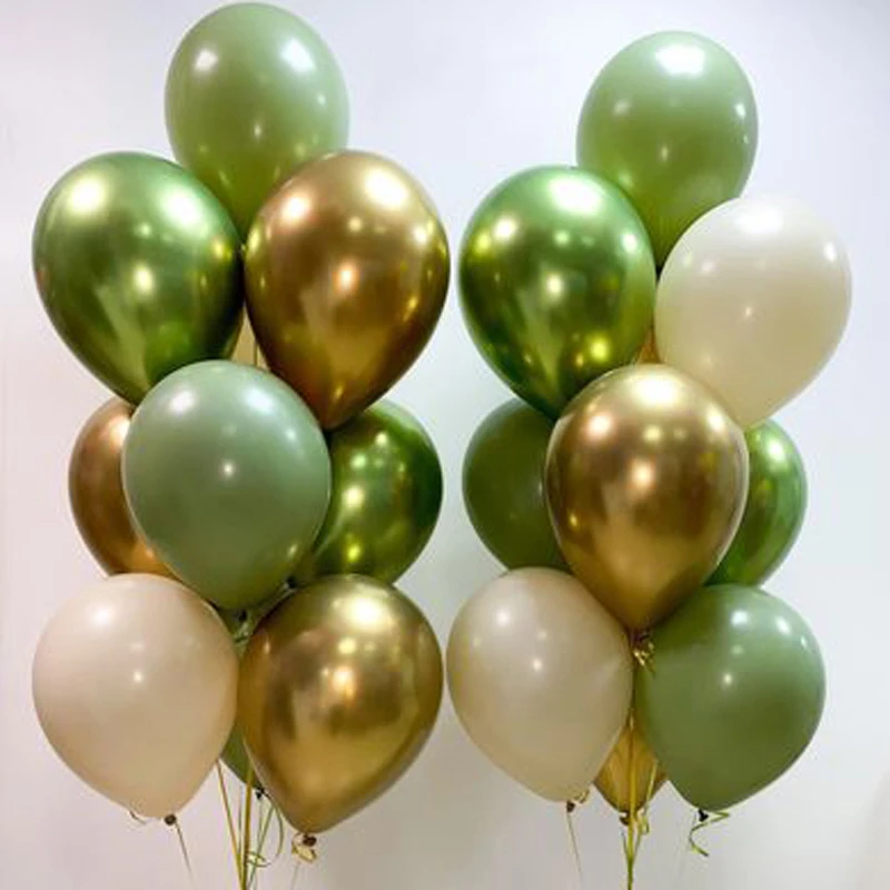 30 pçs 10 polegada retro verde escuro cromo ouro látex balões chuveiro do bebê festa de aniversário do casamento decoração diy suprimentos