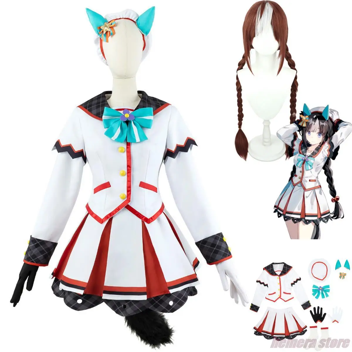 

Anime Game Umamusume: Pretty Derby Hokko Tarumae Cosplay Costume Wig Combat Uniform Skirt Woman Kawaii Carnival Party Suit