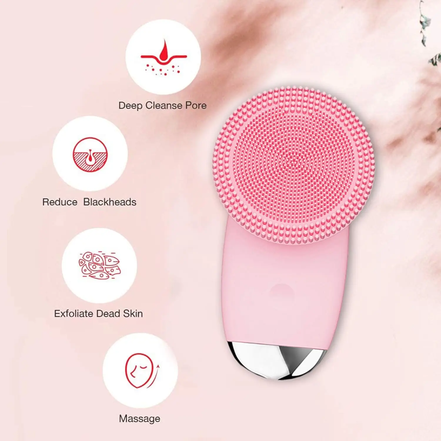 Silicone Face Cleansing Brush Electric Facial Scrubber Massager Sonic Vibration Waterproof Skin Care Tool for Pore Cleaning