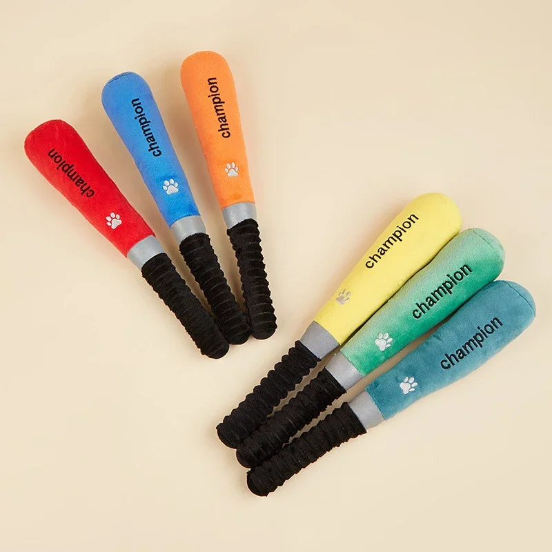 Funny Interactive Dog Toys Baseball Stick Design Plush Squeaky Pet Toys Grinding Teeth Creative Chew Toy For Small Medium Dog