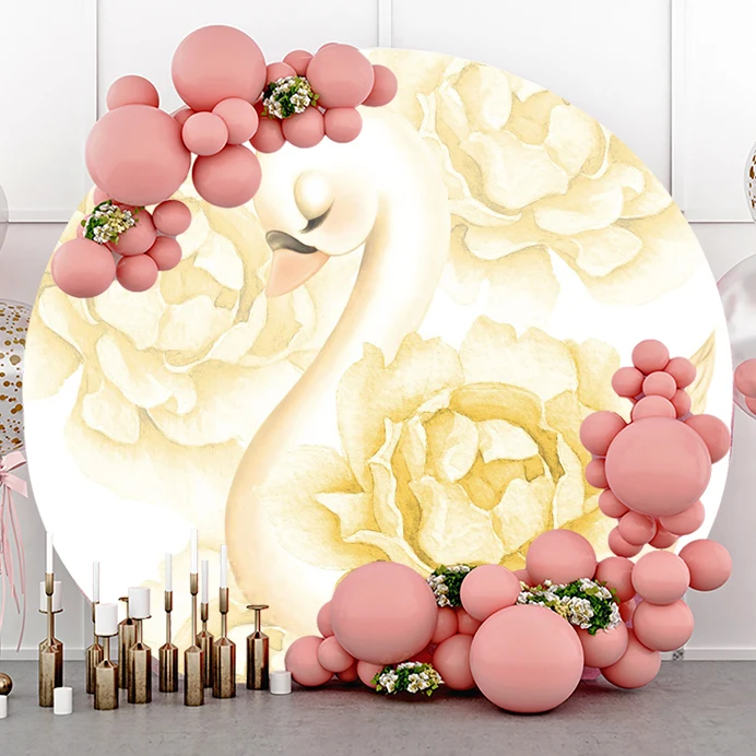 

Фон для фотосъемки с изображением белого лебедя круглого круга украшение для дня рождения ребенка вечеринки в честь душа фон для семейной фотосъемки студийная фотобудка