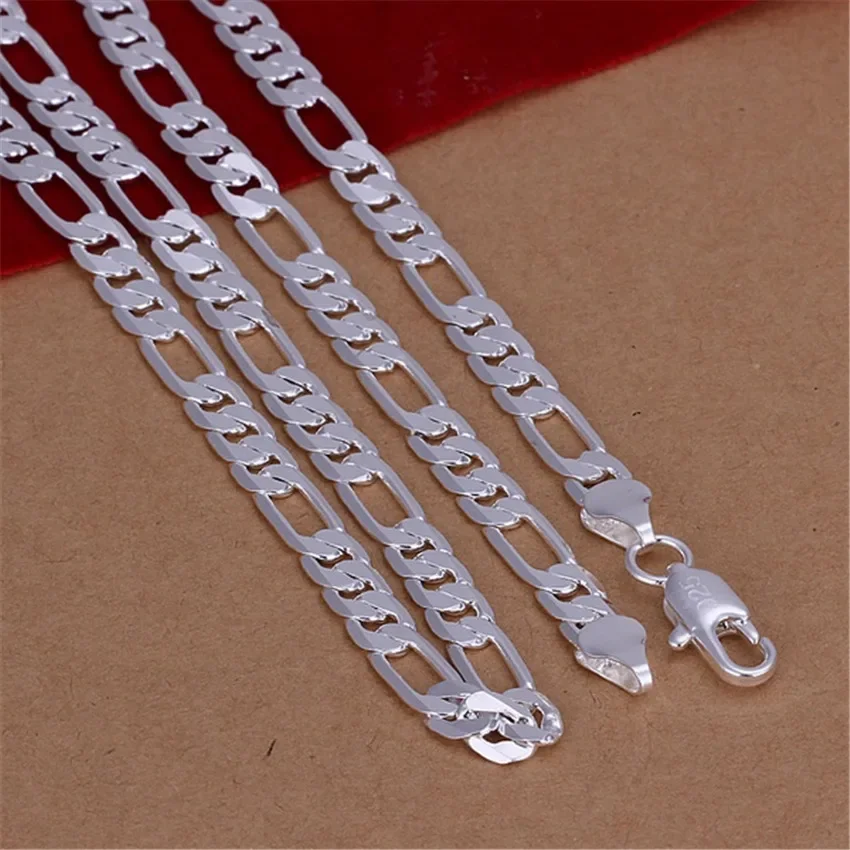 wholesale Noble Mens 6MM flat Cuban chain 925 Sterling silver Necklace Fashion Jewelry for women men solid party wedding gift 3