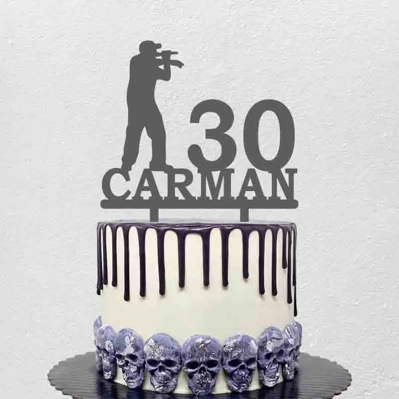 

Мужской певец, поющий силуэт, индивидуальное имя, старый певец, торт, Топпер для рэп певицы, день рождения, украшение для торта, Топпер