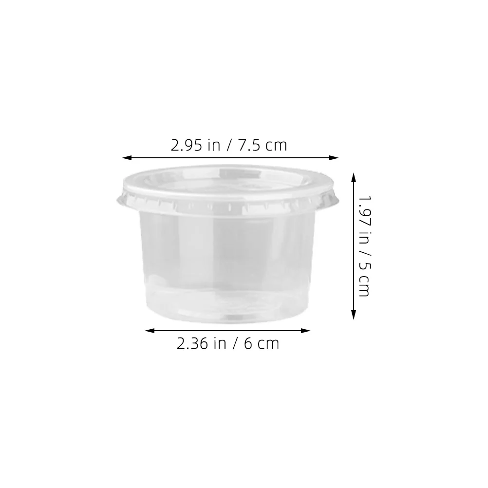 Disposable Plastic Container Portion Cups Bowls with Lids 100PCS for Mousses Sauce Jelly Yogurt shop Ice cream