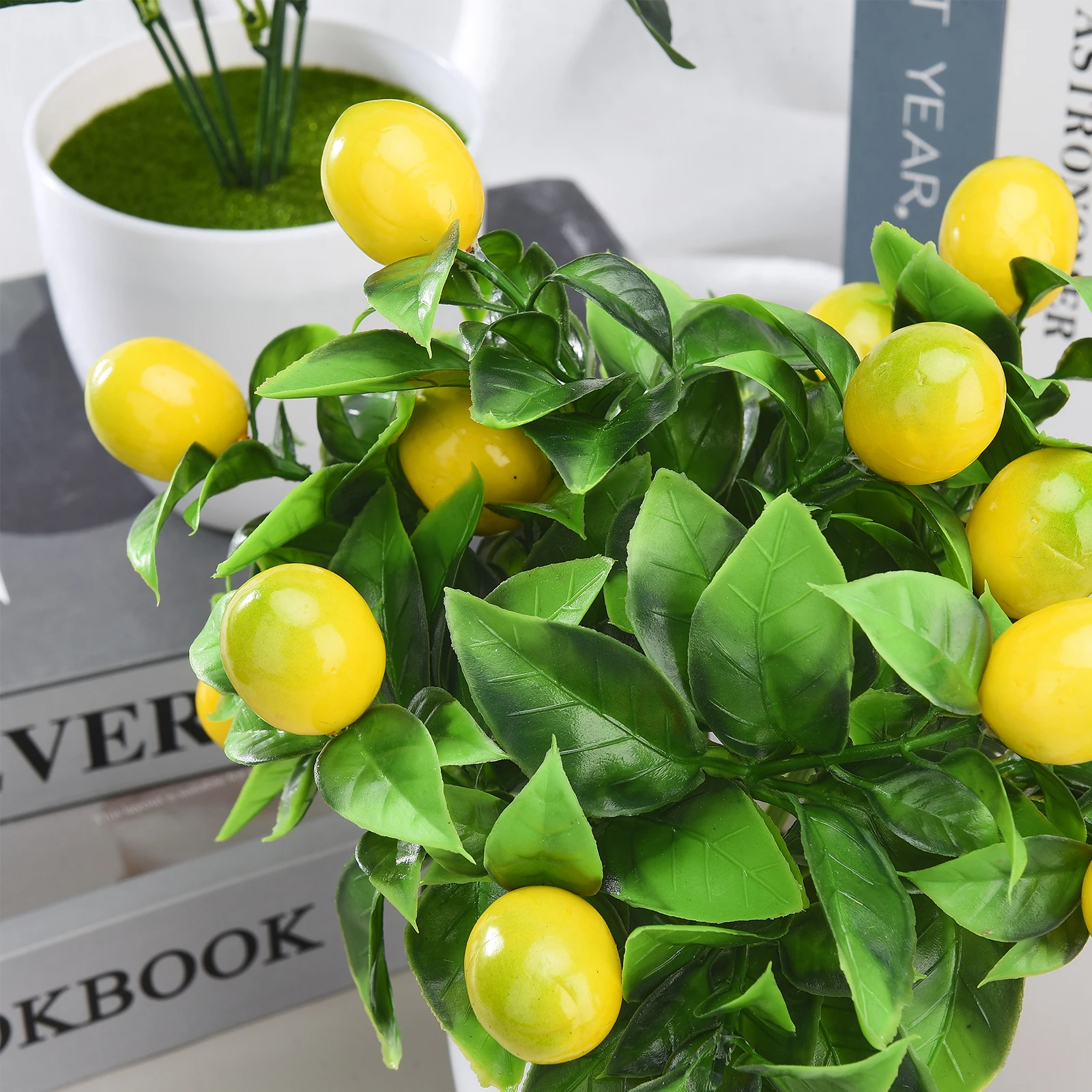 Artificial Plant Simulation Lemon Fruit Pot Planting Green Home Decoration Potted Fake Plants Desktop Ornament Lemon Tree Flower