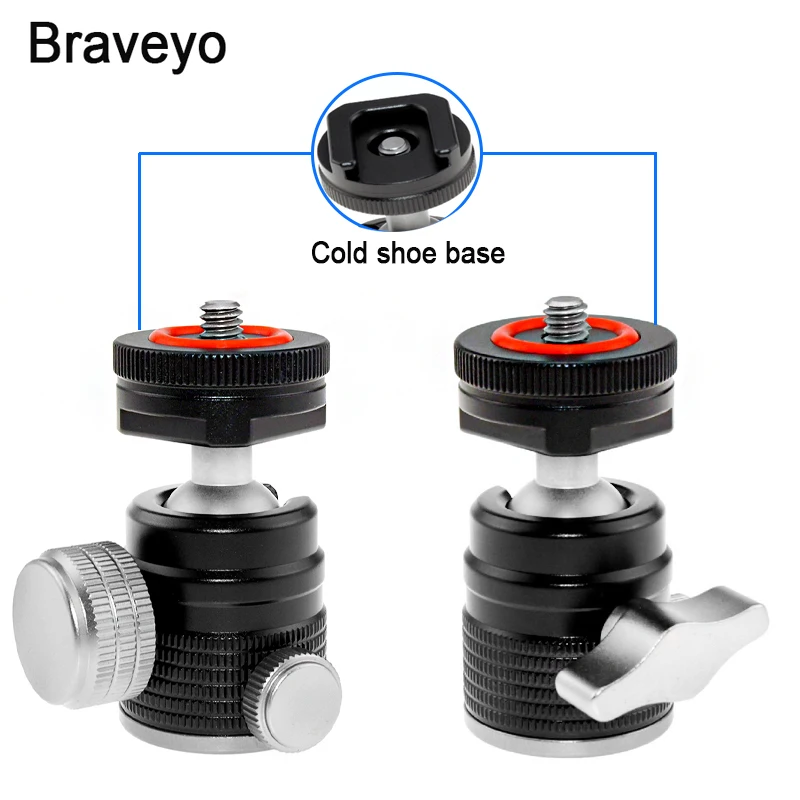 

Mini Ballhead Cold Shoe Microphone Interface Fixed Base 1/4 3/8 Hole Tripod Head Rotate Photography Accessories For Dslr Camera