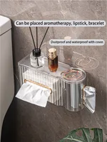 Wall Mounted Tissue Boxes Light Luxury Punch-Free 2In1 Tissue Trash Bag Storage Case Home Toilet Paper Storage Rack Napkin Box 2