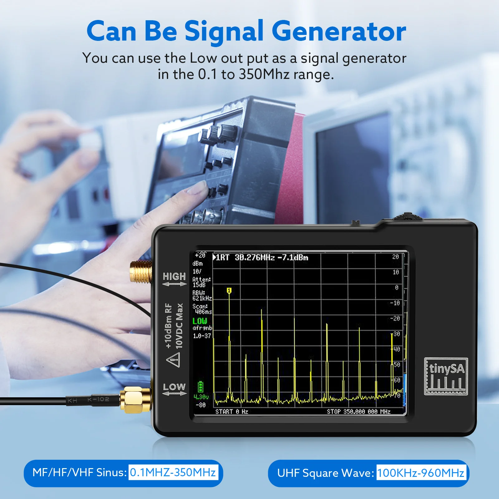 ׷̵ ޴  Ʈ м TinySA 2.8 ÷ 100kHz  960MHz, ESD ȣ  V0.3.1 _ E
